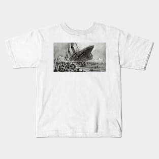 Titanic Sinking, painting (engraving) by Willy Stöwer, 1912. Titanic Kids T-Shirt